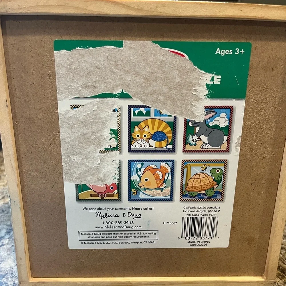 Melissa & Doug Pets Wooden Cube Blocks Puzzle Toy